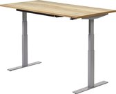 Zit sta bureau | 160 x 80 cm | Halifax naturel - Alu grijs | elektrisch