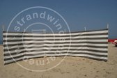 Strand Windscherm 6 meter dralon Taupe /wit met houten stokken