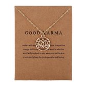 Good Karma Ketting - Lotus bloem met cirkel hanger aan ketting - Geluksketting - Lotus bloem