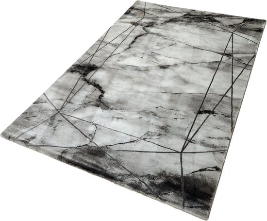 Flycarpets Carrara Modern Vloerkleed - Marmer Design - Kleur: Grijs - Afmeting: 160x230 cm