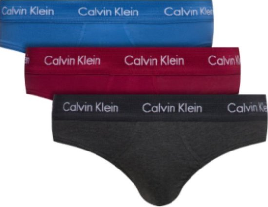 Calvin Klein 3-pack heren slips - rood/blauw/zwart | bol.com