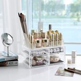 Doodadeals® | Cosmetica Organizer | Tweedelig | Make-up Organizer Transparant | Sieradenbox | 2 Medium Laden en 2 Kleine Laden