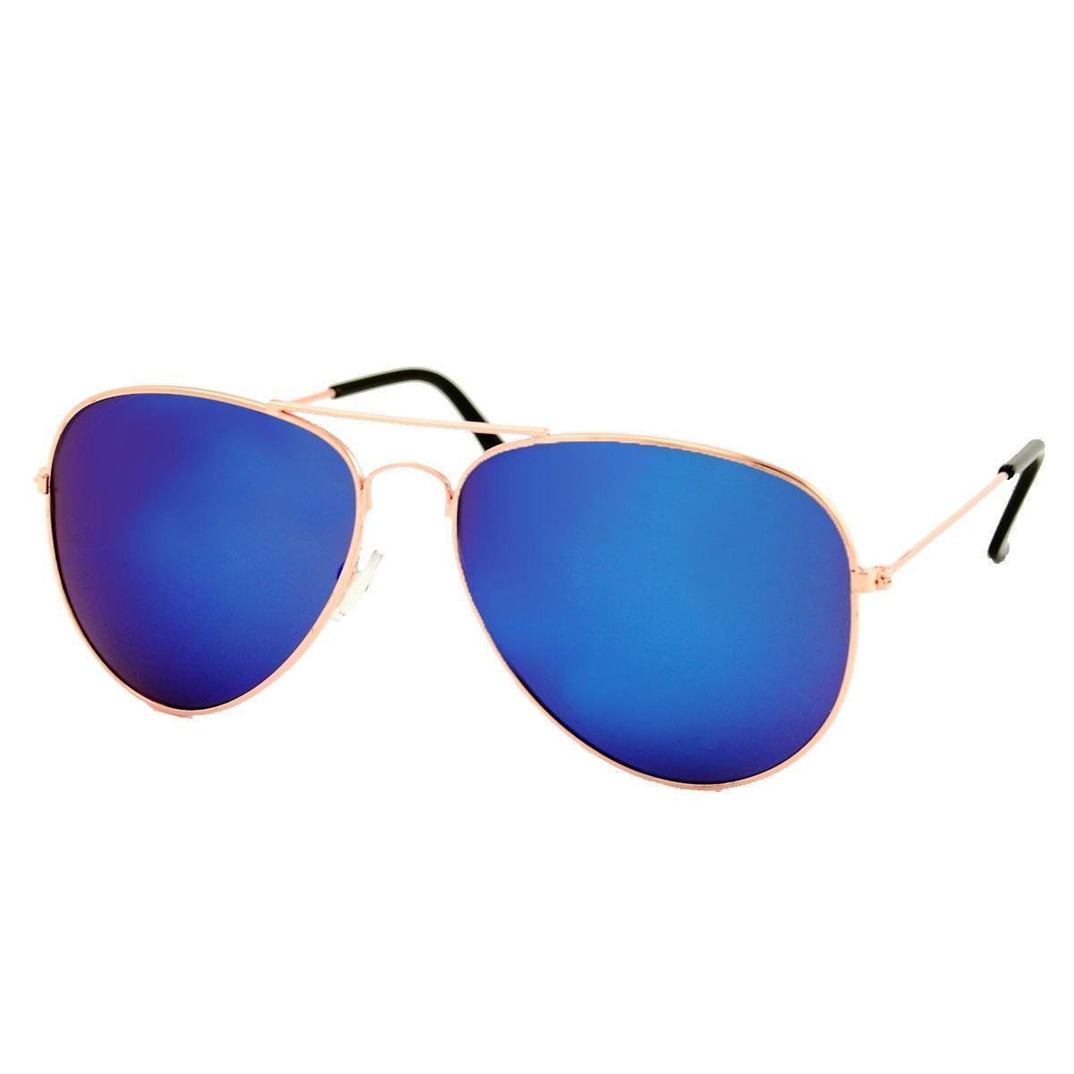 LOUD AND CLEAR® - Piloten Zonnebril Heren Dames Goud - Pilotenbril - Blauw Paars Spiegelglazen - UV400