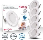 B.K.Licht - LED Inbouwspots badkamer - witte inbouwspots - 5 stuks - badkamerverlichting - IP44 - ronde - Ø8.5cm - 4.000K - 460 Lm - 5W