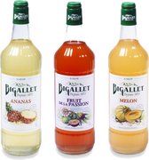 Bigallet sodamaker limonadesiroop voordeelpakket Ananas, Passiefruit & Meloen - 3 x 1000ml