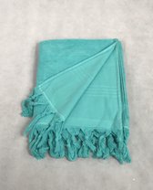 Handdoek | Hamamdoek met één zijde badstof | Terry | Aqua | 100 x 170 CM