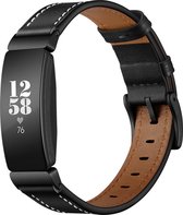 YONO Bandje geschikt voor Fitbit Inspire/HR/2 - Leer - Zwart