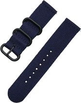 Smartwatch bandje - Geschikt voor Samsung Galaxy Watch 3 45mm, Gear S3, Huawei Watch GT 2 46mm, Garmin Vivoactive 4, 22mm horlogebandje - Nylon stof - Fungus - Nato - Blauw