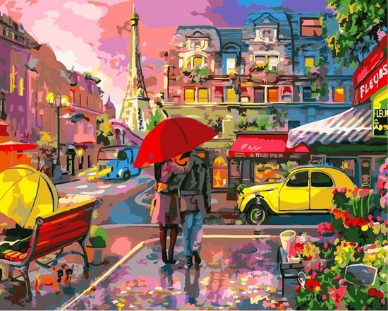 Schilderen Op Nummer - 40x50 cm - Parijs - Paint By Number Volwassenen