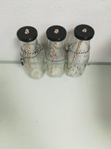 Glazen drinkbeker met zwarte dop - 3 stuks