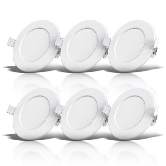 B.K.Licht - Spots  à encastrer LED - 6W - salle de bain - IP44 - Ø115mm - blanc - lot de 6