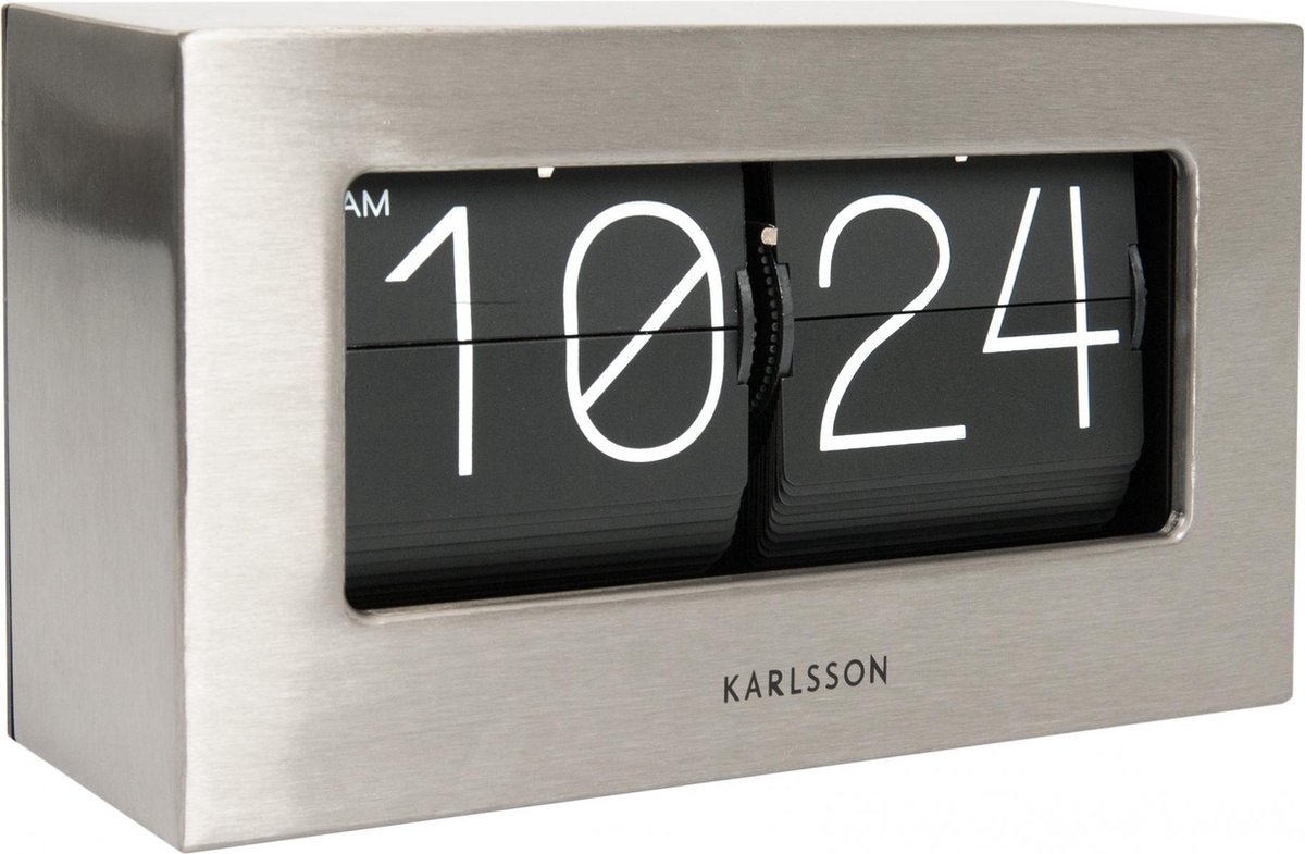 Karlsson staande klok Boxed Flip Kleur RVS