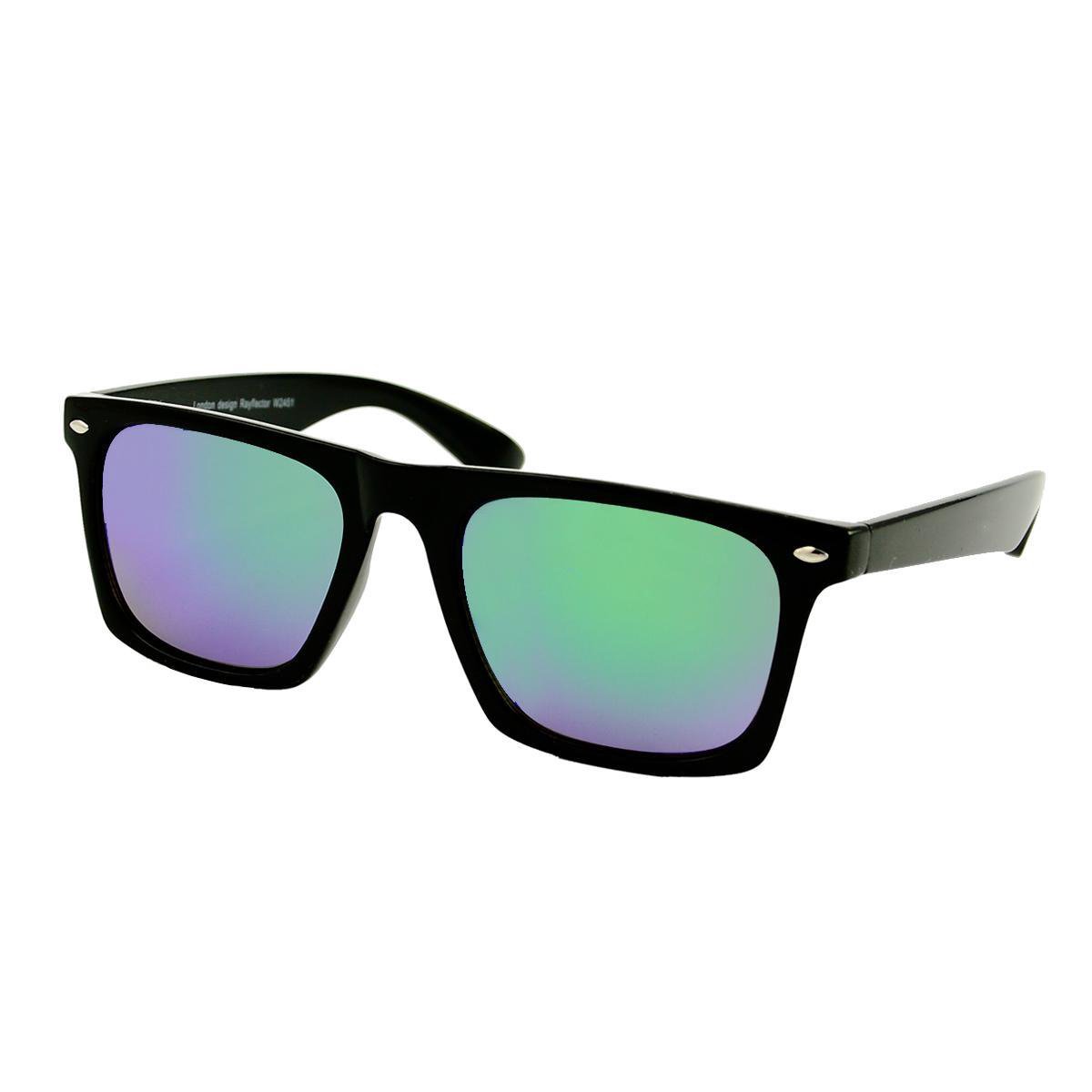 Heren Zonnebril - Dames Zonnebril - Rechthoekig - Zwart - Groen Blauw Spiegel Glas - UV 400