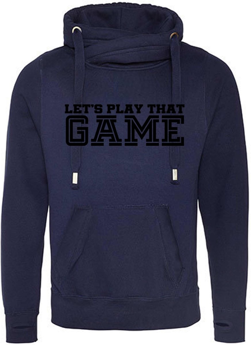 Cross Neck Hoodie Unisex Normal fit Navy Zwart maat S