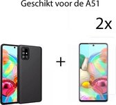 Samsung A51 Zwart Silicone Tpu hoesje + 2X Screenprotector