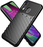 Carbon telefoonhoesje geschikt voor Samsung Galaxy A40 Hoesje Zwart - Shockproof