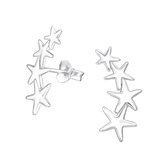 Joy|S - Zilveren ster oorbellen 7 x 18 mm 4 sterren