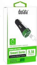 Durata DR-C508A Zwart Autolader 3 USB Poort 5.1A met 1 Lightning iPhone USB Kabel voor iPhone 11 / Pro / Max / X / Xs/ XR / MAX / 8 / 8 Plus / SE / 2020 / 5S / 5 / 5C / 6S / 6 Plus / 7 / 7 Pl