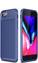 GSM-Basix Carbon Fiber TPU Case Hoesje voor Apple iPhone 7/8/SE (2020) Blauw