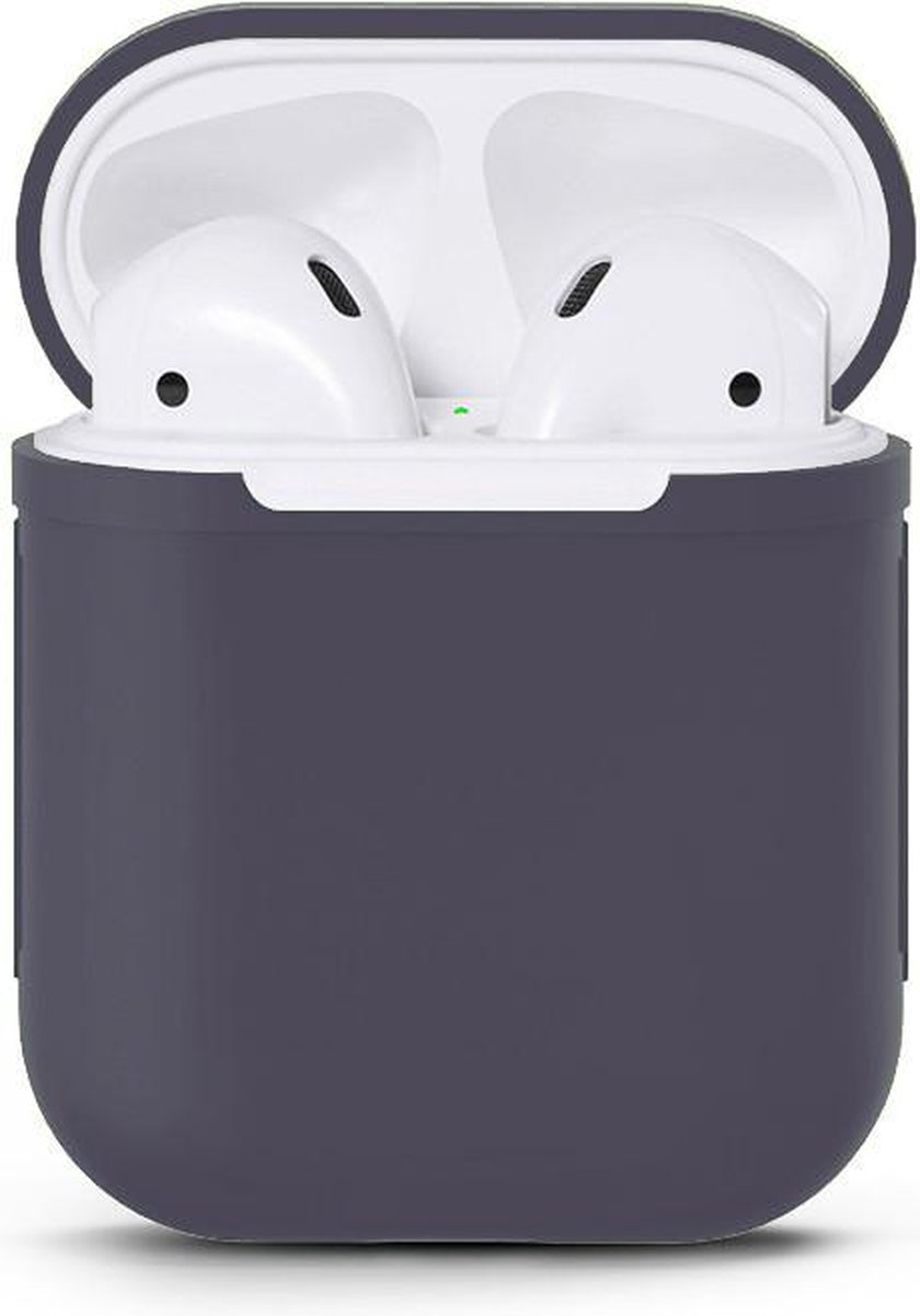 Airpods Silicone Case Cover Hoesje geschikt voor Apple Airpods 1 / 2 - Donker Blauw - Teddo