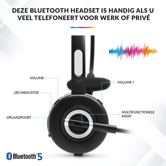 YONO Professionele Headset met Microfoon – Bluetooth Koptelefoon Draadloos  met Laadstation | bol.com