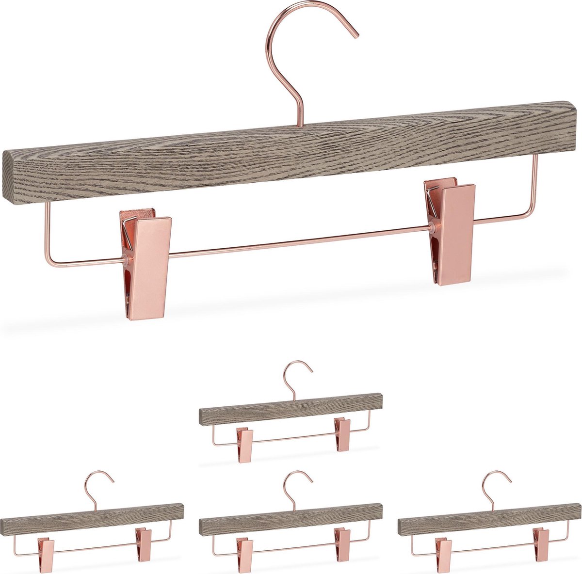 relaxdays broekhangers - 5 stuks - houten kledinghangers - kleerhangers broeken - met klem relaxdays broekhangers - 5 stuks - houten kledinghangers - kleerhangers broeken - met klem