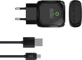 Durata AC Adapter Oplader Met 2 USB Slot 2.1A - Micro USB Kabel - Zwart DR-55M voor Samsung / Sony / Huawei / Motorola / Wiko / LG / HTC / Honor / Alcatel