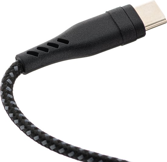 MOJOGEAR Lightning naar USB-C kabel - 1,5 meter kabel - Extra Sterk nylon - Snelladen kabel voor iPhone X / 11 / 12 / 13 / 14 - Zwart/Donkergrijs