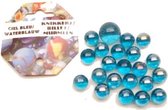 Aqua blauwe kristal knikkers 21 stuks - Buitenspeelgoed