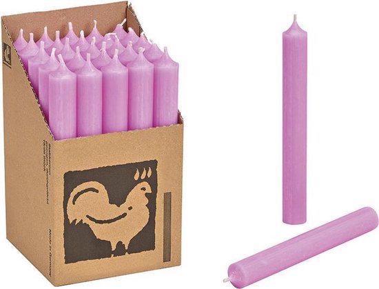 Lot de 25x bougies mauves lilas / bougies de table 18 cm 7-8 heures de combustion - Bougies inodores / bougies en bâtonnet - Bougies de table / bougeoirs