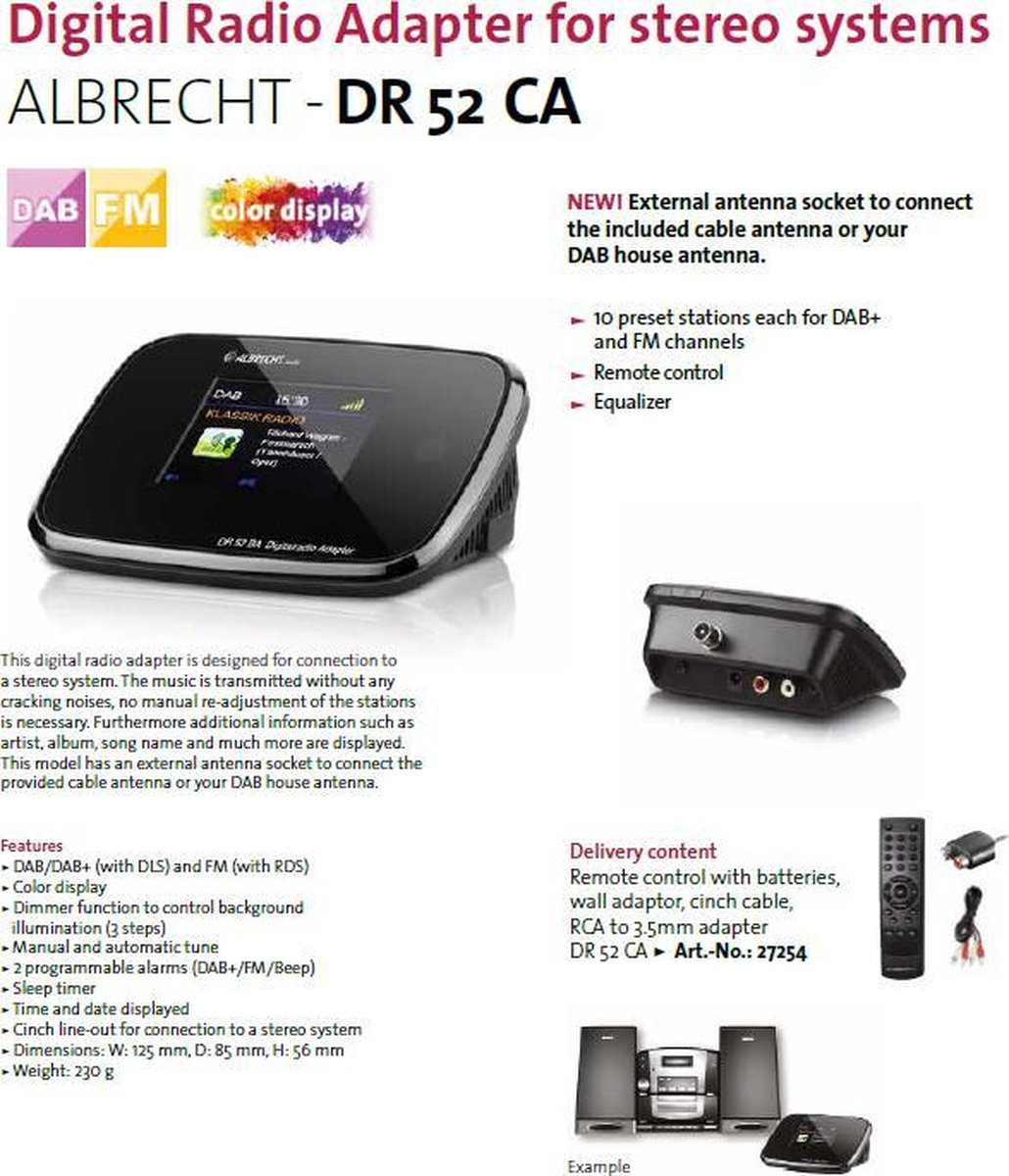 Albrecht DR 52 CA - Radio - DAB+ - FM - kleurendisplay | bol.com
