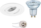 LED Spot Set - OSRAM Parathom PAR16 930 36D - Pragmi Aerony Pro - GU10 Fitting - Dimbaar - Inbouw Rond - Mat Wit - 3.7W - Warm Wit 3000K - Kantelbaar - Ø82mm - BSE