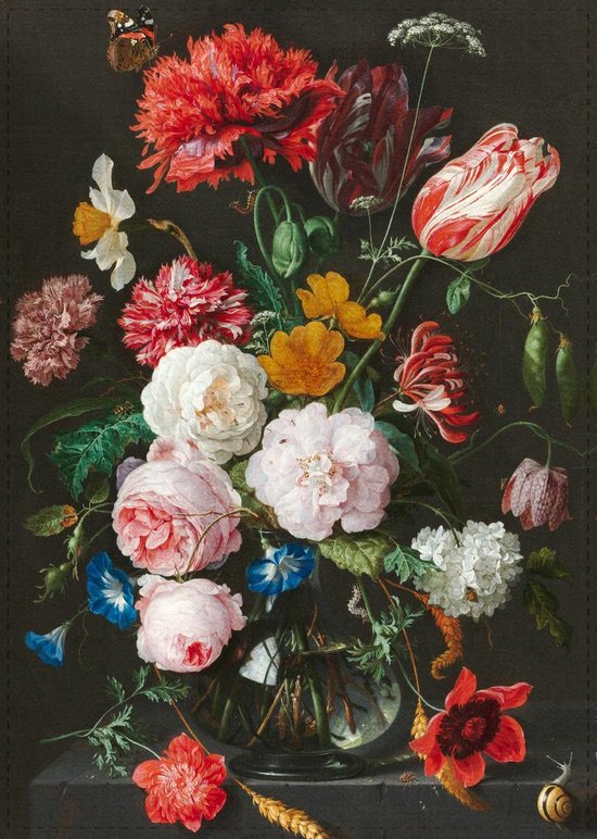 Theedoek De Heem Still life with Flowers 50 x 70 cm
