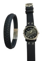 Petra's Sieradenwereld - Heren horloge leer blauw met blauwe leren armband (21)