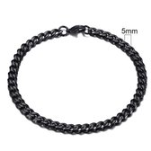 Stalen heren armband LGT JWLS Gourmet schakel Zwart 5mm-18cm