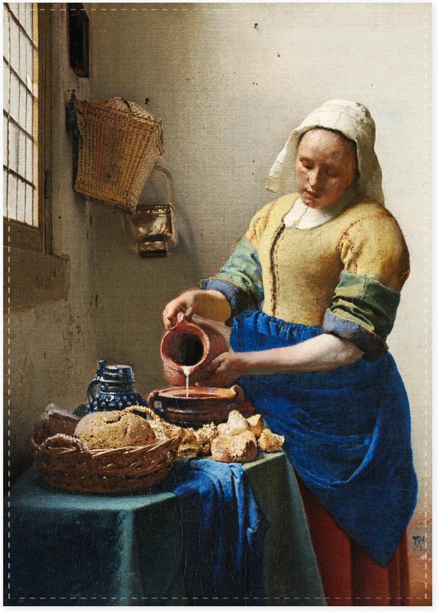Theedoek Melkmeisje Vermeer 50 x 70 cm - LANZFELD