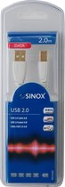 Sinox 2.0m USB 2.0 A-B M/M, 2 m, USB A, USB B, USB 2.0, Mâle/Mâle, Blanc