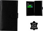 iPhone 7 Plus hoesje - iPhone 8 Plus hoesje -Bookcase-  Echt Leer Double Wallet Book case - Zwart Hoesje