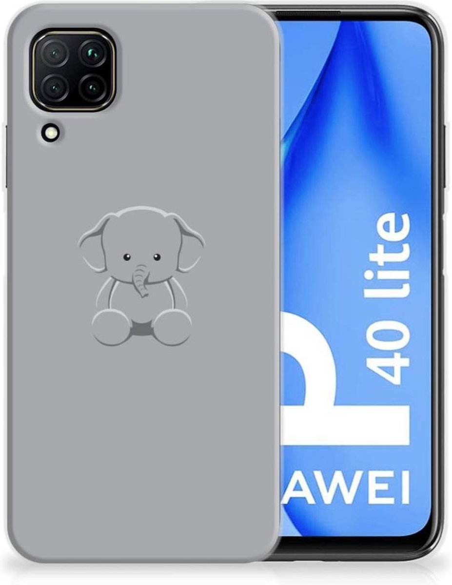 Huawei P40 Lite Telefoonhoesje met Naam Grijs Baby Olifant