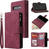 Luxe Telefoonhoesje voor Samsung Galaxy S10e | Hoogwaardig Leren Bookcase | Lederen Wallet Case | Luxe Uitstraling | Pasjeshouder 6 pasjes | Portemonnee | Rits | Rood