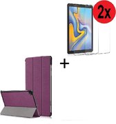 Samsung Galaxy Tab S6 Lite (P610) hoes Tri fold book case hoesje Back Cover met stand Paars + 2x Tempered Gehard Glas / Glazen screenprotector Pearlycase