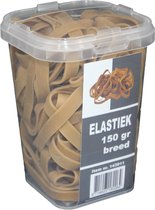 150 gram - Elastiek breed - naturel - 80 x 8 mm  - in plastic pot