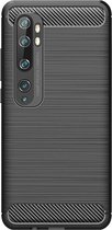Shop4 - Xiaomi Mi Note 10 Hoesje - Zachte Back Case Brushed Carbon Zwart