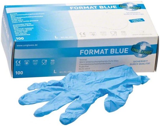 nirtil handschoenen blue zonder poeder vrij L | bol.com
