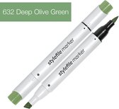 Stylefile Marker Brush - Deep Olive Green - Hoge kwaliteit twin tip marker met brushpunt