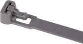 Kortpack - Hersluitbare Kabelbinders/ Tyraps 540mm lang x 7.6mm breed - Grijs - Treksterkte: 24.2KG - Bundeldiameter: 140mm - 100 stuks - (099.1016)