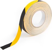 Antislip tape - markeringstape - vloertape zwart/geel B=25mm L=18,3m