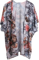 Kimono,Bloemen Patroon, Viscose, Abstract.