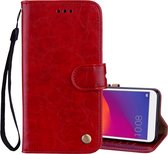 Business Style Oil Wax Texture Horizontal Flip Leather Case voor Huawei Y5 (2018) / Y5 Prime (2018) / Honor 7A (Russische versie), met houder en kaartsleuven en portemonnee (rood)