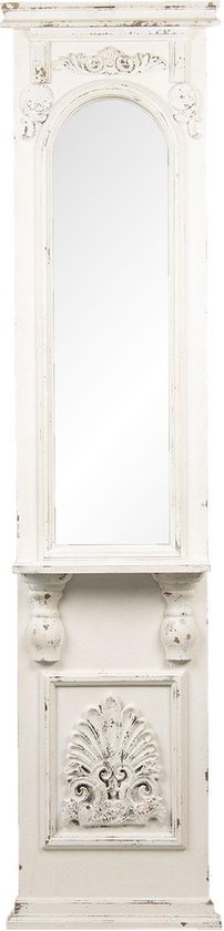 Clayre & Eef Miroir 46x194 cm Blanc Bois Rectangle Grand miroir